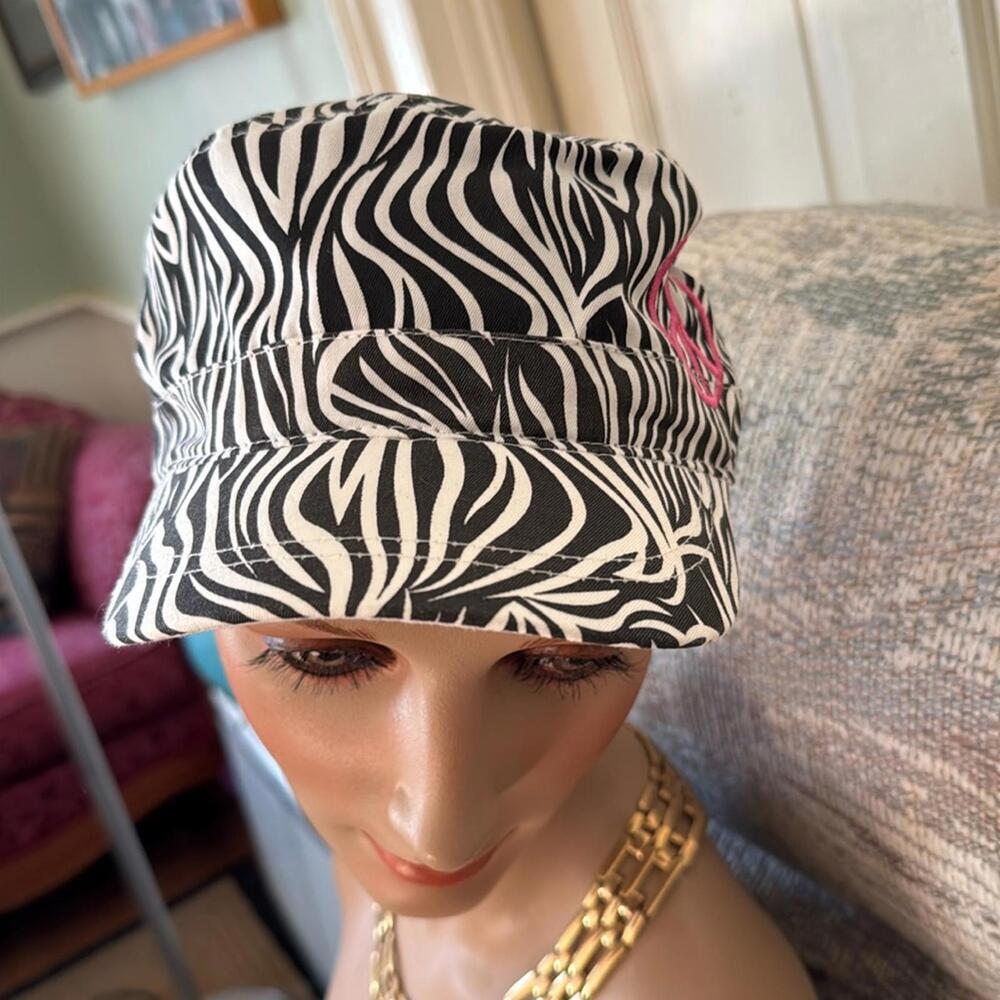 777 Lucky animal print adjustable hat with pink peace sign